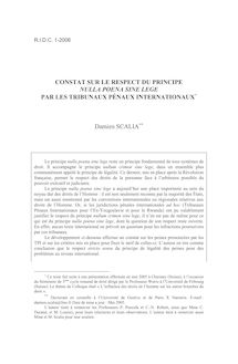 Constat sur le respect du principe nulla poena sine lege par les tribunaux pénaux internationaux - article ; n°1 ; vol.58, pg 185-209