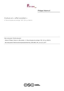 Culture et « effet sociétal » - article ; n°4 ; vol.32, pg 599-614