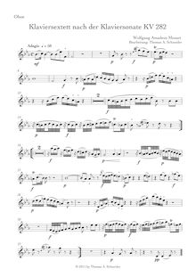 Partition hautbois, Piano Sonata No.4, E♭ major, Mozart, Wolfgang Amadeus