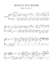 Partition Sonata No.1 en F Major, Five Piano sonates, Op.1bis, Clementi, Muzio