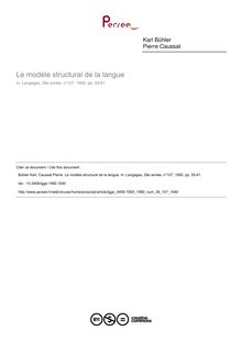 Le modèle structural de la langue - article ; n°107 ; vol.26, pg 55-61