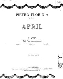 Partition , April (E major), 4 chansons, Floridia, Pietro