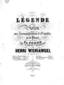 Partition de piano, Legende, G minor, Wieniawski, Henri