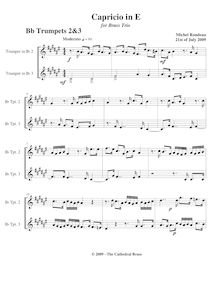 Partition trompettes 2/3 (B♭), Capricio pour 3 trompettes, E major