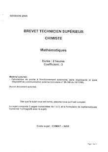 Btschim 2005 mathematiques