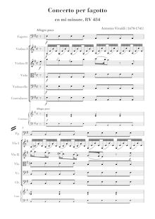 Score, basson Concerto en E minor, Vivaldi, Antonio