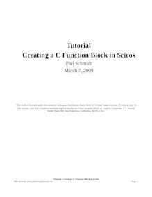 Tutorial Creating a C Function Block in Scicos