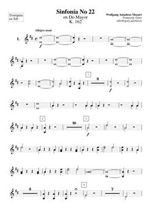 Partition trompette 1/2 (en Bb), Symphony No.22, C major, Mozart, Wolfgang Amadeus