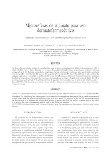 Microesferas de alginato para uso dermatofarmacéutico (Alginate microspheres for dermatopharmaceutical use)