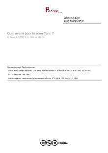 Quel avenir pour la zone franc ? - article ; n°1 ; vol.41, pg 241-291