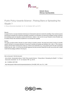 Public Policy towards Science : Picking Stars or Spreading the Wealth ? - article ; n°1 ; vol.79, pg 63-75