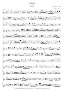 Partition flûte 1, clavecin Concerto No.6, F major, Bach, Johann Sebastian