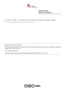 Corse 1992 : L année de la mise en place du statut Joxe - article ; n°1 ; vol.13, pg 51-64