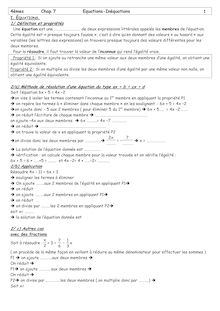 équations inéquations 4eme cours 2006 ch7