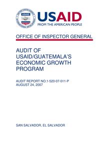 Audit of USAID Guatemala’s Economic Growth Program