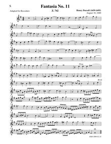 Partition Soprano enregistrement , Fantazias et en Nomines, Purcell, Henry