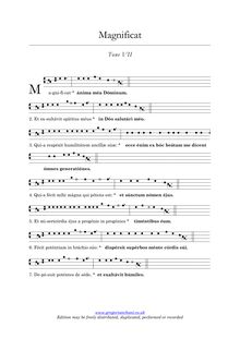 Partition Tone VII, 1st ending, Magnificat Tones, Gregorian Chant