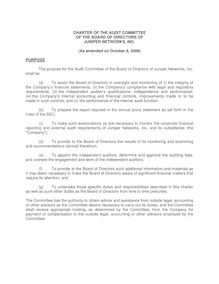 Charter Of The Audit Committee Of The Board Of Directors Of Juniper Networks, Inc.