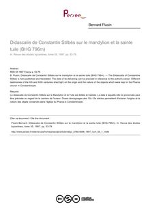 Didascalie de Constantin Stilbès sur le mandylion et la sainte tuile (BHG 796m) - article ; n°1 ; vol.55, pg 53-79