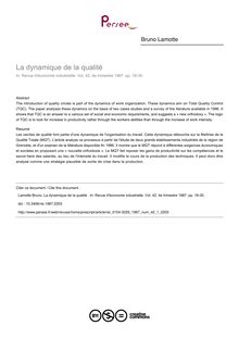 La dynamique de la qualité  - article ; n°1 ; vol.42, pg 16-30