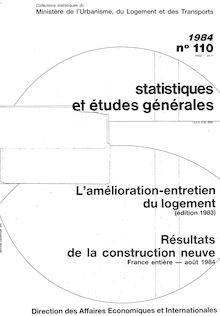 Amélioration-Entretien - Logement - Bâtiment - Génie civil et agricole - 1978-1988 - Récapitulatif. : [L ]amélioration-entretien du logement (édition 1983)