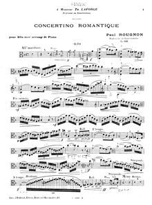 Partition de viole de gambe, Concerto Romantique, Rougnon, Paul