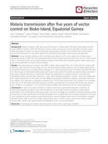 Malaria transmission after five years of vector control on Bioko Island, Equatorial Guinea