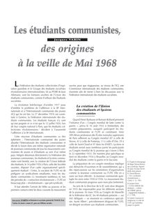 Les étudiants communistes, des origines à la veille de Mai 1968 - article ; n°1 ; vol.74, pg 37-49