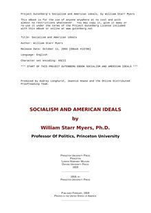 Socialism and American ideals