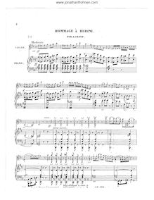 Partition de piano, Hommage a Rubini, Artôt, Alexandre Joseph