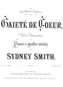 Partition complète, Gaieté de Coeur, Brilliant Waltz, D♭ major, Smith, Sydney par Sydney Smith