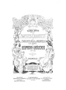 Partition violoncelle, corde quatuor No.2, D major, Grädener, Hermann