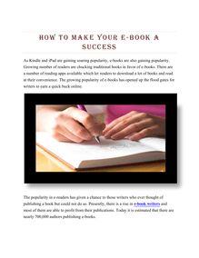 How to Make Your Ebook a Success ebookwriters