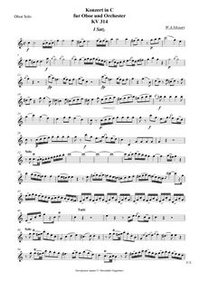 Partition hautbois Solo, Concerto en C pour hautbois et orchestre