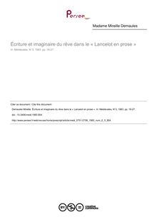 Écriture et imaginaire du rêve dans le « Lancelot en prose » - article ; n°3 ; vol.2, pg 18-27