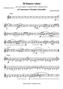 Partition clarinette 3 , partie, Di bianco velato, Ferrante, Andrea