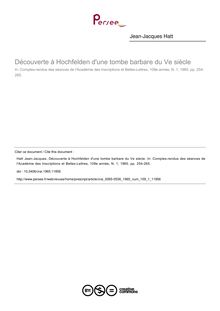 Découverte à Hochfelden d une tombe barbare du Ve siècle - article ; n°1 ; vol.109, pg 254-265