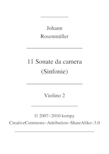 Partition violons II, Sonate e Sinfonie da camera, Rosenmüller, Johann
