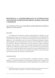Resistencia a antimicrobianos en enterococos aislados de alimentos de origen animal, pescado y mariscos