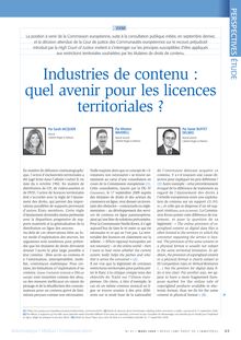 Industries de contenu : quel avenir pour les licences territoriales ?