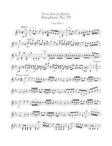 Partition violons I, Symphony No.99 en E♭ major, Sinfonia No.99