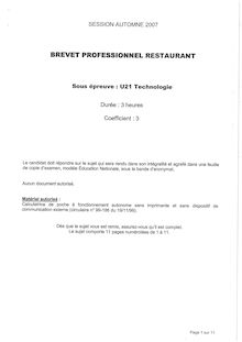 Technologie 2007 BP - Restaurant