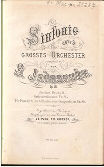 Partition complète, Sinfonie No.3 für Grosses Orchester Componirt von S. Jadassohn