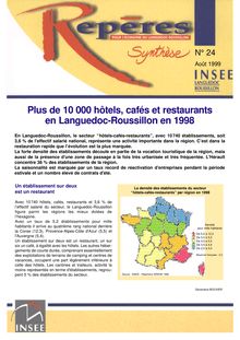 Plus de 10 000 hôtels, cafés et restaurants en Languedoc-Roussillon en 1998