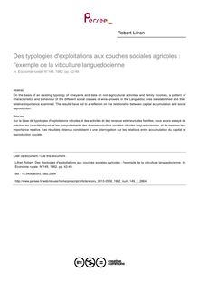 Des typologies d exploitations aux couches sociales agricoles : l exemple de la viticulture languedocienne - article ; n°1 ; vol.149, pg 42-49