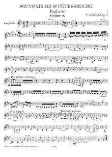Partition violon 2 , partie, Souvenir de St Pétersbourg, Op.15, Souvenir de St Pétersbourg, Fantaisie