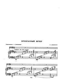 Partition de piano, Beau soir, Debussy, Claude