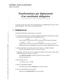 Notions préliminaires, Transformations par déplacement d’un constituant obligatoire