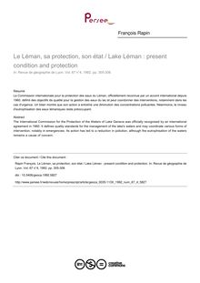 Le Léman, sa protection, son état / Lake Léman : present condition and protection - article ; n°4 ; vol.67, pg 305-308