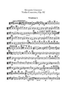 Partition Trombone 1, 2, 3, violon Concerto en A minor, Op 82, A minor